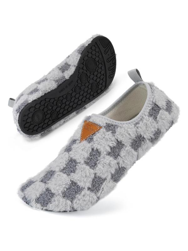 Women's Plaid Pattern Plush Slippers, Casual Soft Comfortable Home Slippers, Warm Slippers for Indoor & Outdoor Use for Women & Girls