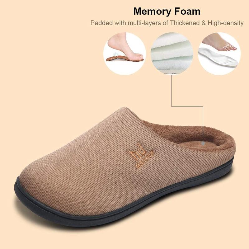 Men's Cozy Memory Foam House Slippers Non Slip (Size:7-17)