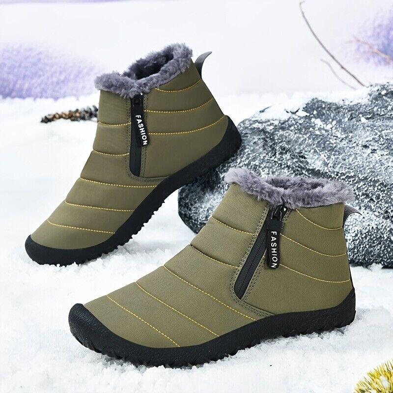 Double Zipper Snow Boots for Men, Winter Velvet Shoes, Outdoor Warm Cotton Shoes