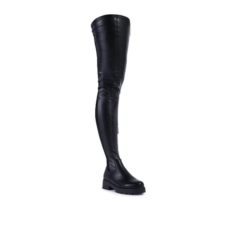 AZALEA WANG HAYDEE BLACK OVER THE KNEE SUEDE AND PU BOOT