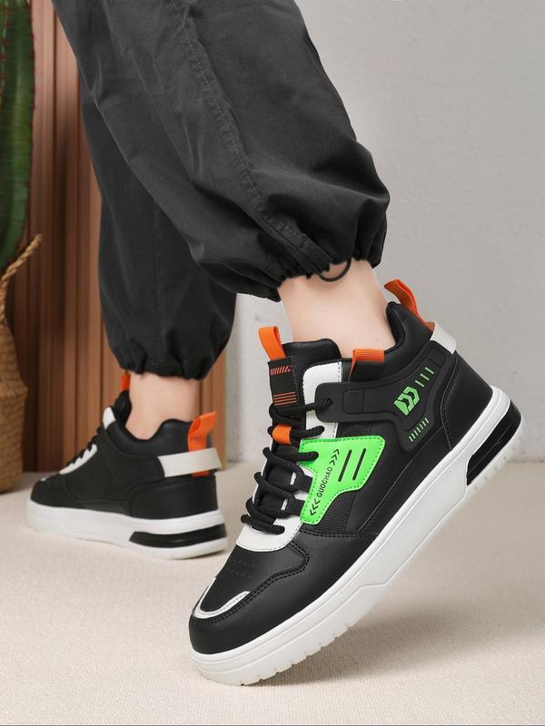 Men's Fashionable Patchwork Lace Up Low Top Skate Shoes, Casual Comfortable Sports Shoes for Outdoor Activities, Male All-match Round Toe Shoes for Daily Wear