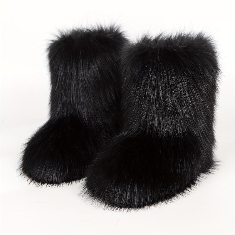 Cozy Faux Fur Snow Boots for Women - Comfortable Mid Calf Boots with Soft Faux Fur Lining, Anti-Slip Sole, and Easy Zip Closure - Perfect for Winter Outdoor Activities, Casual Daily Wear, and Gift Giving