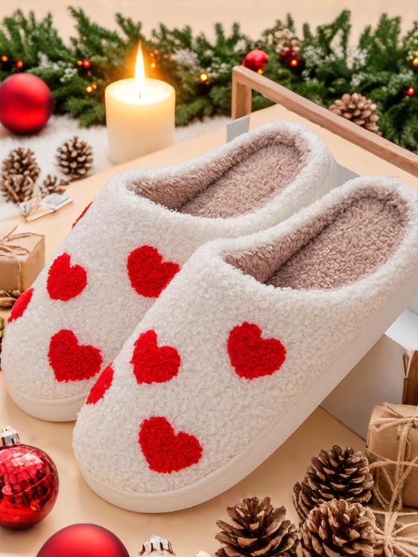 Cute Printed Fuzzy Slide Slippers, Women's Bedroom Slippers Back To School, Kawaii Fluffy Warm Comfort Cozy Slippers, 2024 New Stylish House Slippers for Girl Footwear As Gift