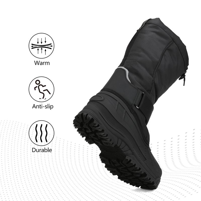 NORTIV8 Men's Tall Snow Boots - Waterproof, Insulated Leather, Fur Lining, Round Toe, Cuban Heel