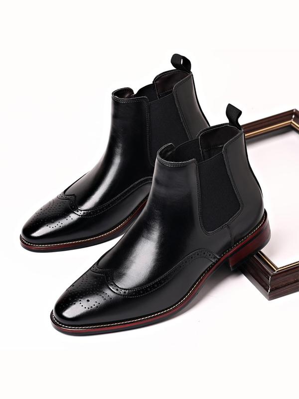 Men's Business Style Solid Color Chelsea Boots, Fashionable Pointed Toe Ankle Boots for Work Office, Male All-match Shoes for Daily Wear