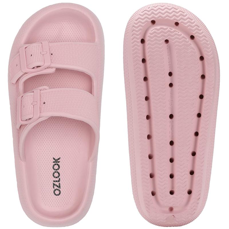 Women's Platform Sandals, Chunky Lightweight Foam Slip on Slides, Comfortable  Beach Sandals with Adjustable Buckle