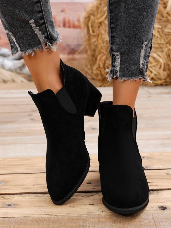 Women's Fashionable Solid Color Ankle Boots, Casual Pointed Toe Chelsea Boots for Daily Wear, Female All-match Trend Shoes for Fall & Winter