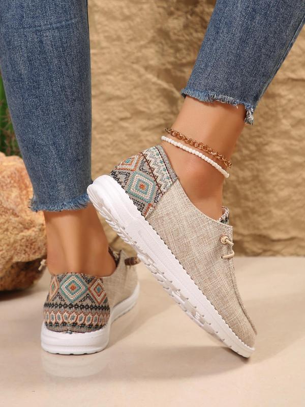 Women's Embroidering Design Lace Up Low Top Sneakers, Casual Comfortable Lightweight Canvas Shoes, Female All-match Round Toe Shoes for Daily Wear