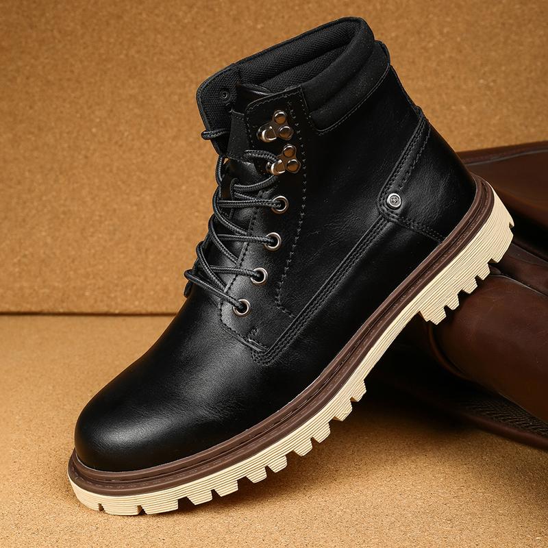 Men's Casual Lace-up Ankle Leather Boots Walking Boots Dress  Shoes