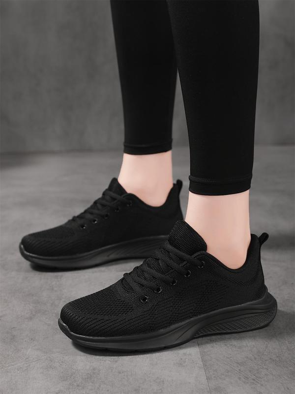 Women's Fashionable Solid Color Lace Up Low Top Sneakers, Casual Comfortable Breathable Sports Running Shoes, All-match Basic Shoes for Daily Wear