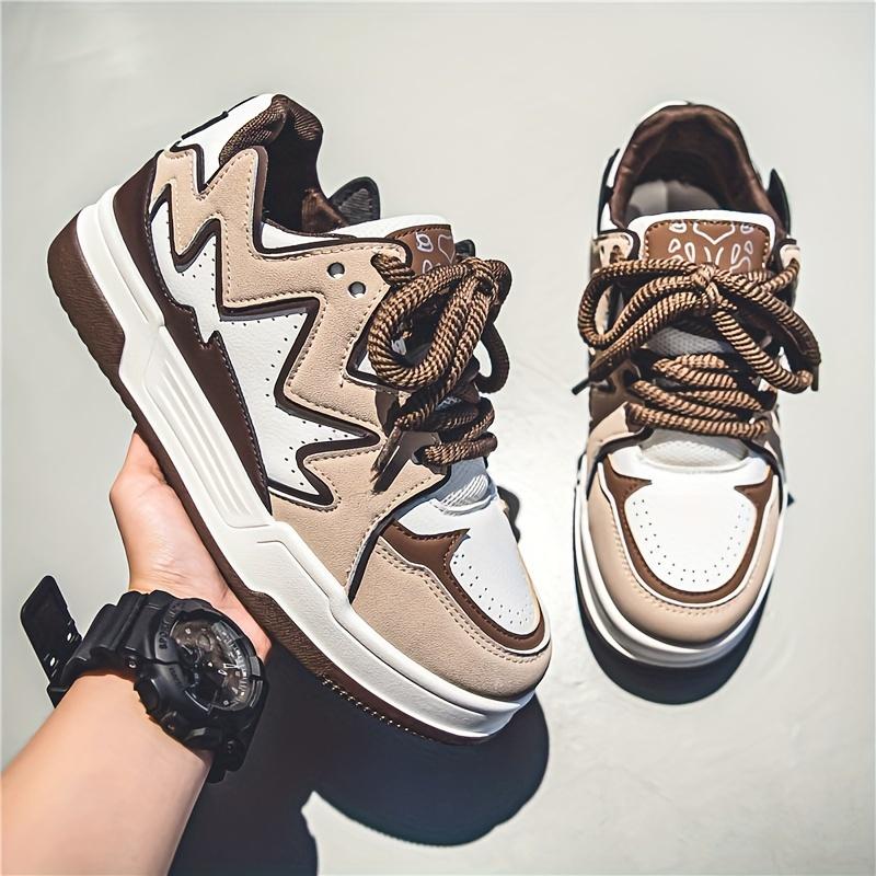 Fashion Casual Sneakers, Stylish Low-Top Lace-Up Athletic Shoes, Streetwear, Comfortable Walking Footwear Closed Training