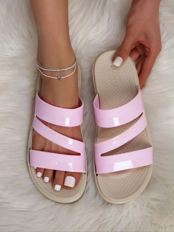 Women's Fashionable Solid Color Slides, 2024 Summer Slippers, Girl Footwear, Walking Shoes, Casual Comfortable Non-slip Slippers for Indoor and Outdoor Beach