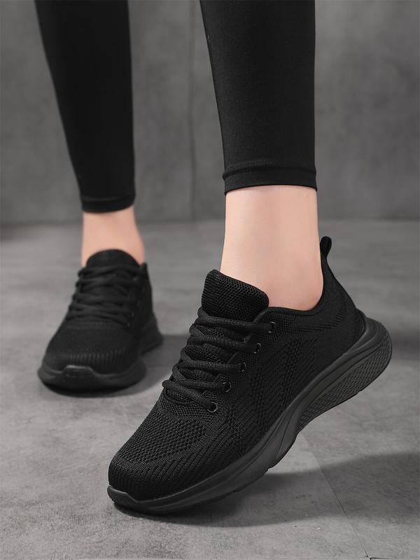 Women's Fashionable Solid Color Lace Up Low Top Sneakers, Casual Comfortable Breathable Sports Running Shoes, All-match Basic Shoes for Daily Wear