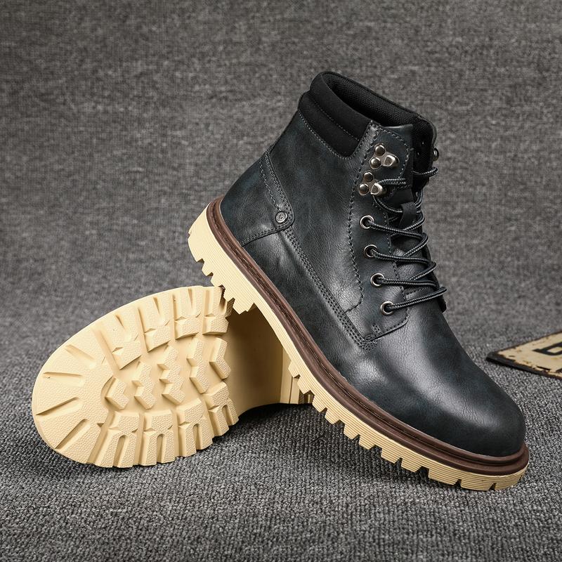 Men's Casual Lace-up Ankle Leather Boots Walking Boots Dress  Shoes