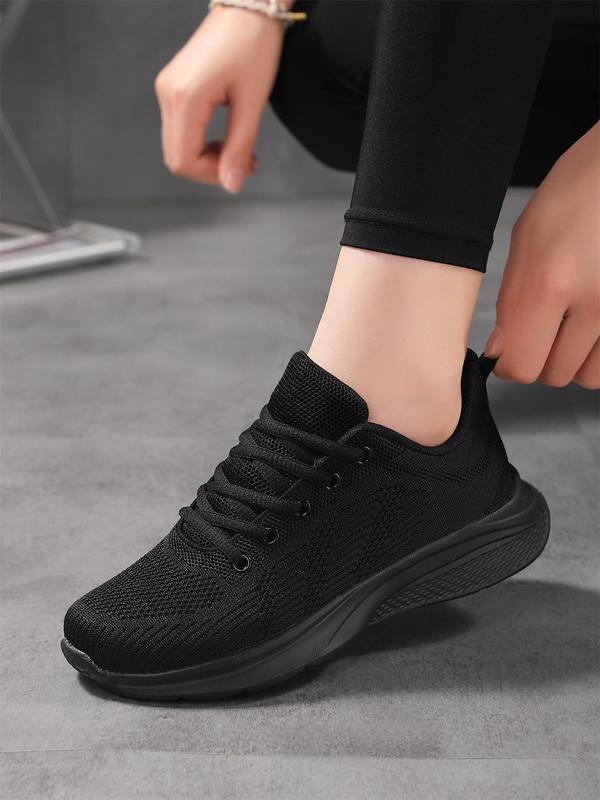 Women's Fashionable Solid Color Lace Up Low Top Sneakers, Casual Comfortable Breathable Sports Running Shoes, All-match Basic Shoes for Daily Wear