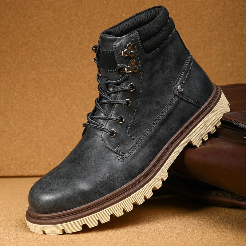 Men's Casual Lace-up Ankle Leather Boots Walking Boots Dress  Shoes