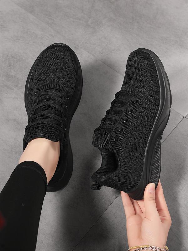 Women's Fashionable Solid Color Lace Up Low Top Sneakers, Casual Comfortable Breathable Sports Running Shoes, All-match Basic Shoes for Daily Wear