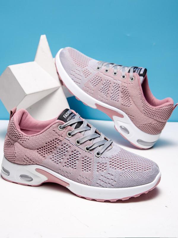 Women's Fashionable Colorblock Letter Patched Design Lace Up Low Top Sneakers, Casual Comfortable Breathable Sports Running Shoes, All-match Basic Shoes for Daily Wear