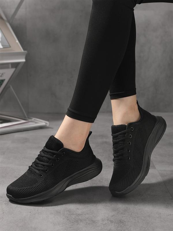 Women's Fashionable Solid Color Lace Up Low Top Sneakers, Casual Comfortable Breathable Sports Running Shoes, All-match Basic Shoes for Daily Wear