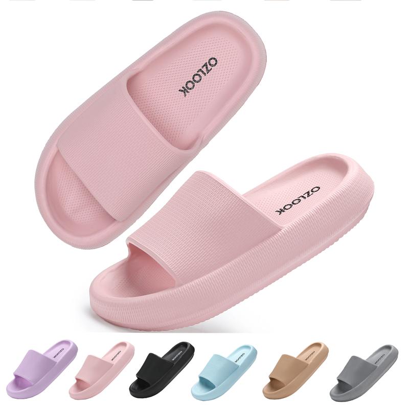 Pillow Slippers Non Slip Quick Drying Shower Slides Bathroom Sandals | Ultra Cushion Thick Sole Women Shoe Walking Shoes Flipflop Footwear Comfort  showershoes