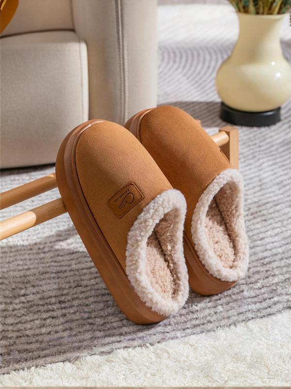 Women's Cute Cartoon Patched Plush Slippers, Casual Soft Comfortable Home Slippers, Warm Slippers for Indoor & Outdoor Use for Fall & Winter