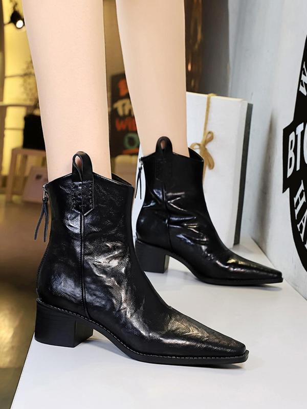 Women's Fashionable Solid Color Ankle Boots, Vintage Pointed Toe Boots for Daily Wear, Casual Comfortable Shoes for Daily Wear
