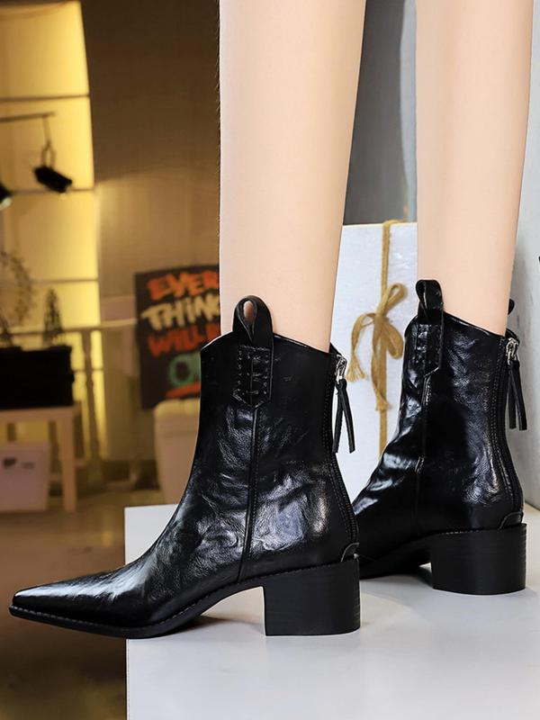 Women's Fashionable Solid Color Ankle Boots, Vintage Pointed Toe Boots for Daily Wear, Casual Comfortable Shoes for Daily Wear