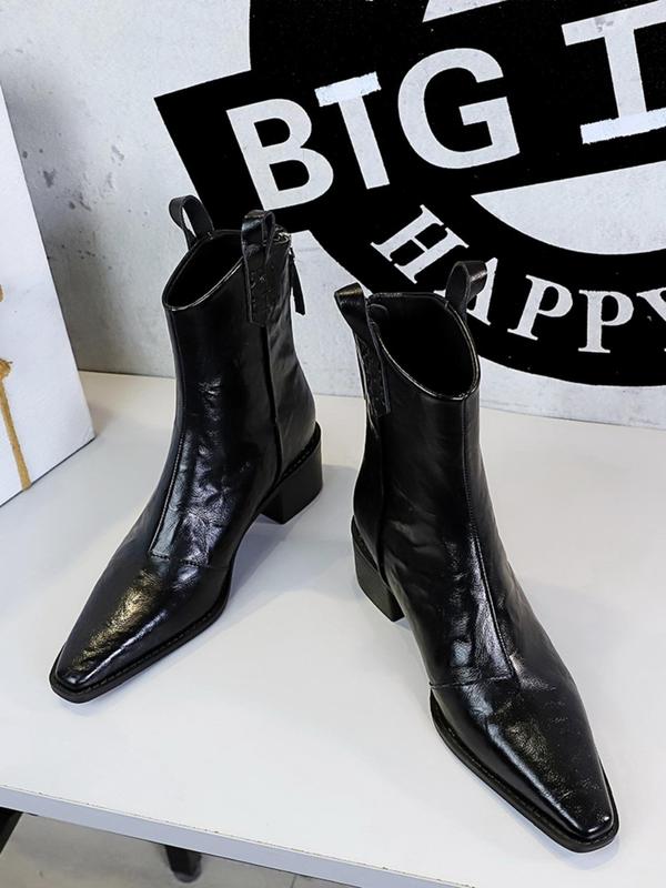 Women's Fashionable Solid Color Ankle Boots, Vintage Pointed Toe Boots for Daily Wear, Casual Comfortable Shoes for Daily Wear