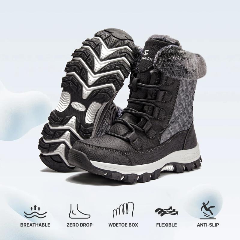 HOBIBEAR Women's Snow Boots Anti-Slip Waterproof Outdoor Shoes Winter Snow Boots Warm Fur Lined Comfortable Shoes for Women Girl Footwear casual sporty