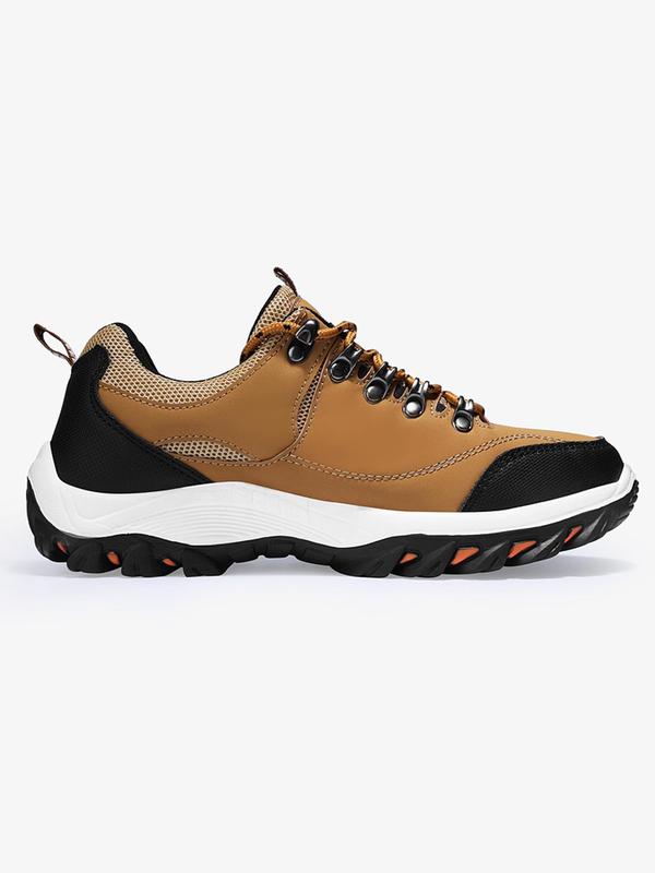 Men's Colorblock Lace Up Low Top Sneakers, Casual Sporty Waterproof Outdoor Hiking Shoes, Lightweight Comfortable Wear-resistant Non-slip Sneakers for Daily Wear