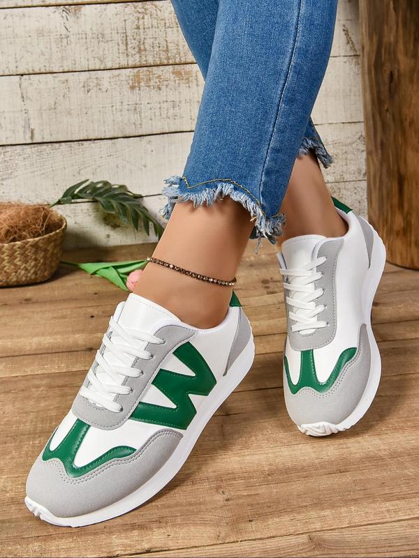 Women's Fashionable Lace Up Low Top Sneakers, 2024 New Style Casual Comfortable Sports Shoes for Daily Wear, Female All-match Round Toe Shoes for Daily Wear