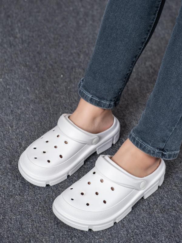 Summer 2024 Women's Casual Simple Style Solid Color Vented Clog, Trendy All-match Vented Clog, Fashion Outdoor Beach Slippers for Daily Wear