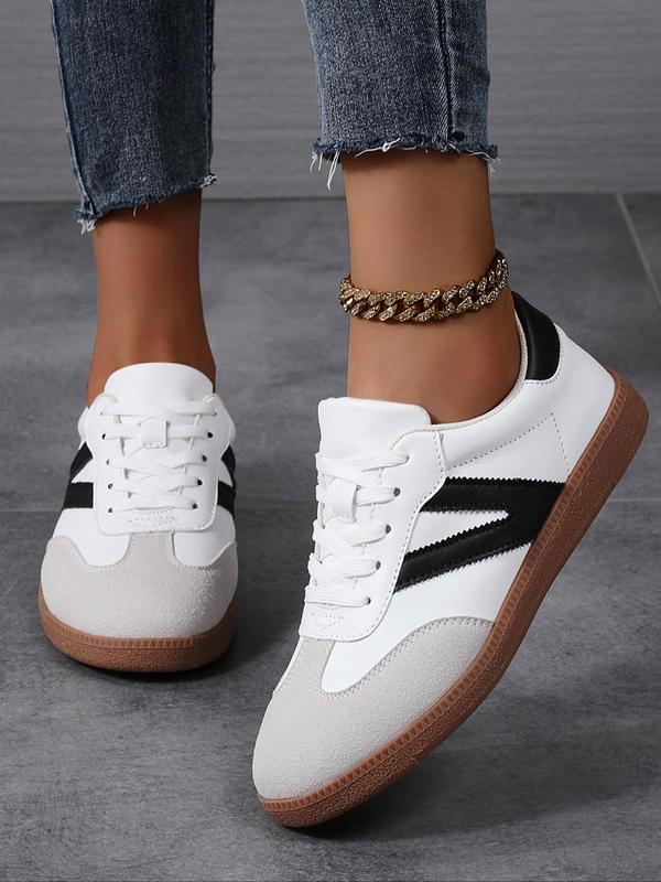 Women's Fashionable Lace Up Low Top Sneakers, 2024 New Style Casual Comfortable Breathable Sports Shoes, Female All-match Round Toe Shoes for Daily Wear