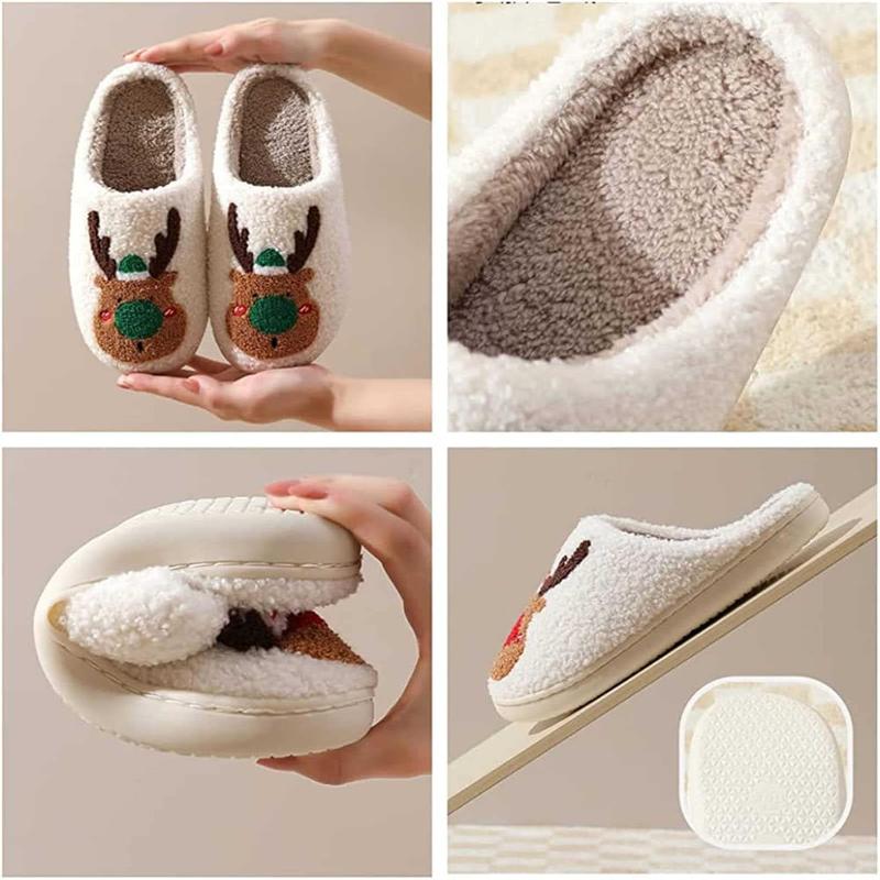 Women's Winter Cute Christmas Slippers Reindeer Slippers for Women Men Family Xmas Slippers Elk Girl Footwear Walking Shoes Shoe