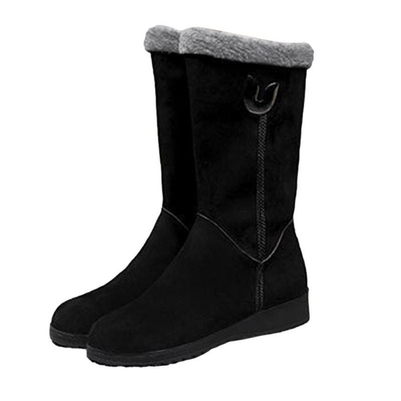 Womens Winter Snow Boots Soft Fleece Lined Winter Boots Waterproof Vintage Wedge Shoes with Side Zipper for Girls Women