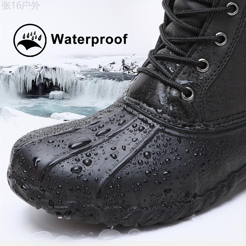 Men's Insulated Fur Lined Duck Snow Boot - Waterproof Winter Boot for Cold Weather - Warm and Comfortable Snowshoes for Men Footwear Boy