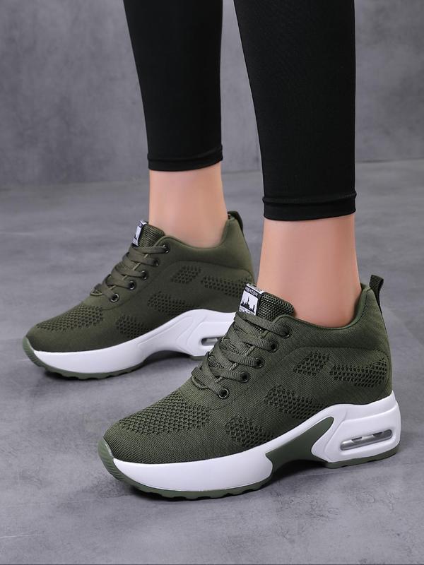 Fashionable Lace up Front Sports Shoes, Low Top Platform Height-increasing Sneakers, Lightweight Breathable Comfortable Running Shoes for Daily Wear, Fall Outfits, Fall Freshness