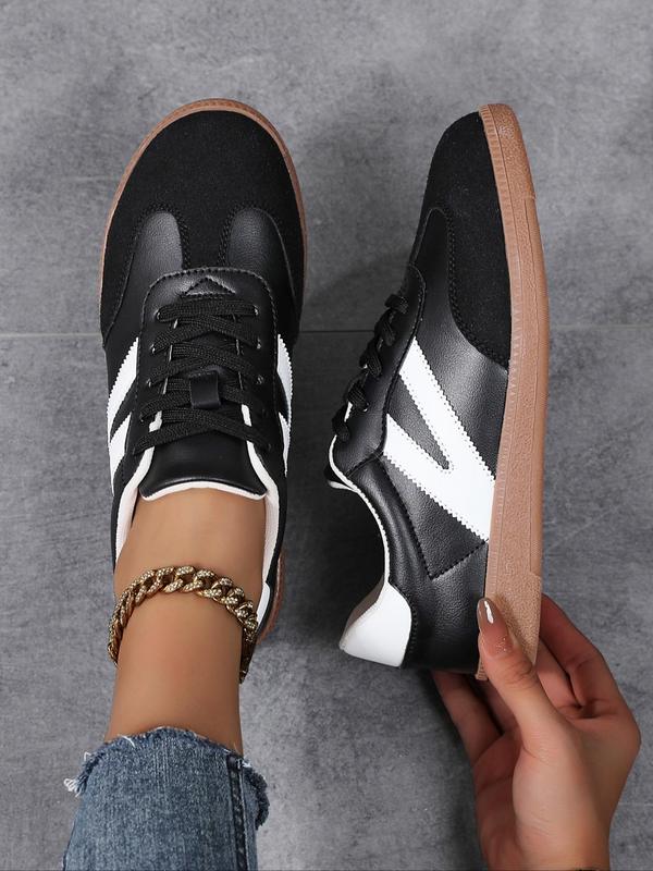 Women's Fashionable Lace Up Low Top Sneakers, 2024 New Style Casual Comfortable Breathable Sports Shoes, Female All-match Round Toe Shoes for Daily Wear