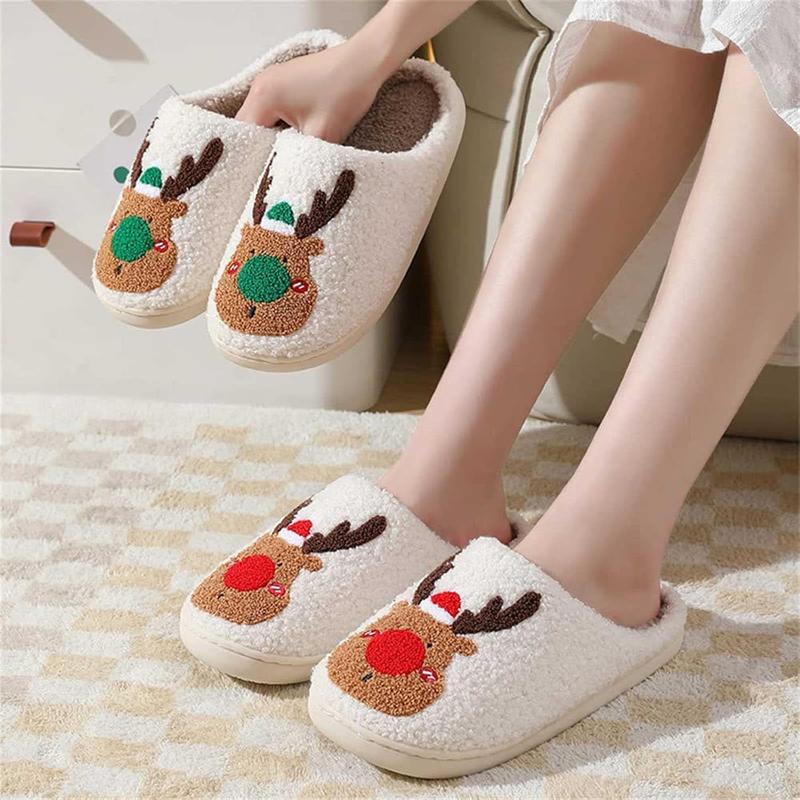 Women's Winter Cute Christmas Slippers Reindeer Slippers for Women Men Family Xmas Slippers Elk Girl Footwear Walking Shoes Shoe