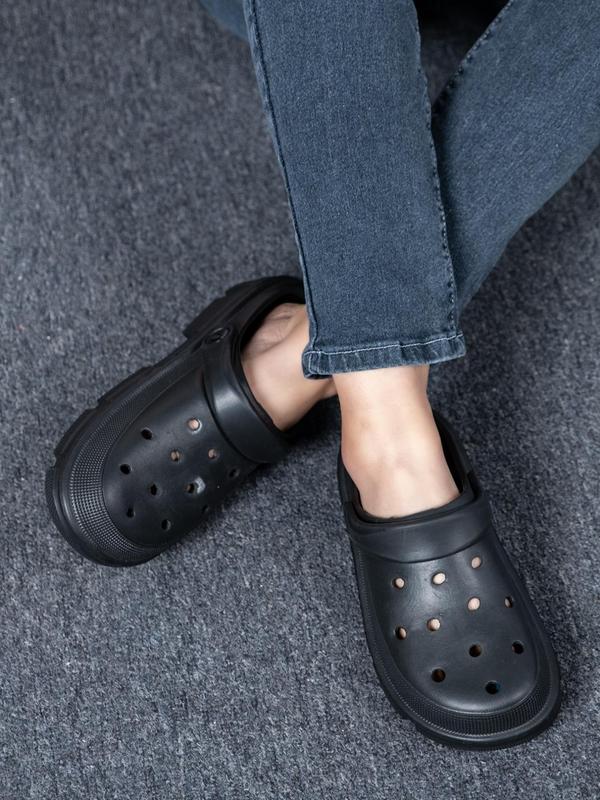 Summer 2024 Women's Casual Simple Style Solid Color Vented Clog, Trendy All-match Vented Clog, Fashion Outdoor Beach Slippers for Daily Wear