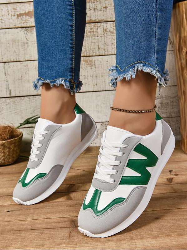 Women's Fashionable Lace Up Low Top Sneakers, 2024 New Style Casual Comfortable Sports Shoes for Daily Wear, Female All-match Round Toe Shoes for Daily Wear