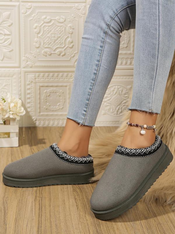 Women's Solid Color Flat Slippers, Platform Slippers, 2024 New Style Casual Comfortable Thickened Home Slippers, Durable Warm Slippers for Indoor & Outdoor Use for Fall & Winter