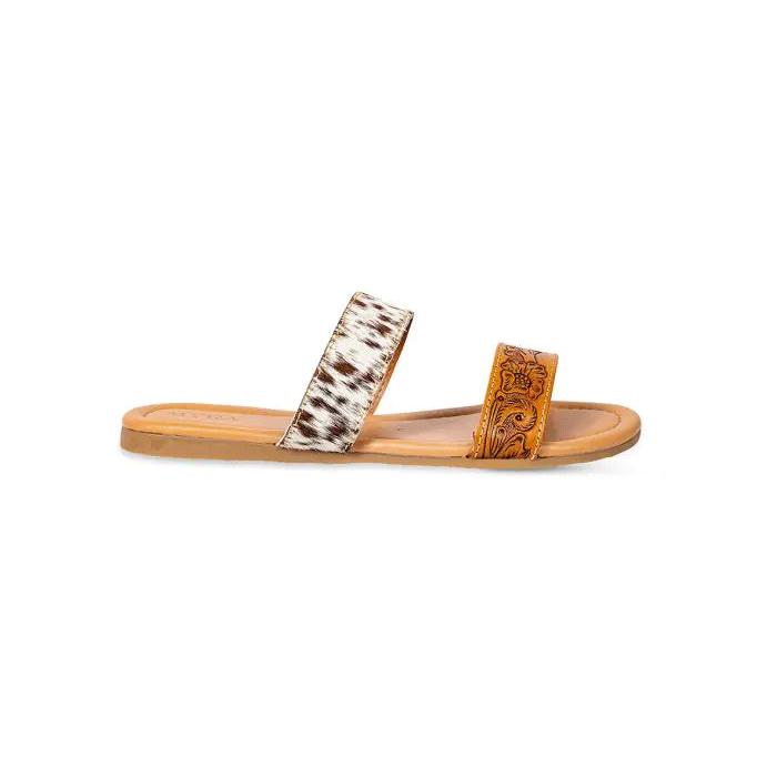 Myra Lena Trail Cowhide Tooled Leather Sandals