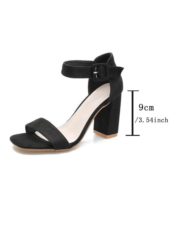 Women's Street Trend Solid Color High Heel Sandals,  Fashionable Buckle Decorated Open Toe Sandals for Summer, Trendy All-match Shoes for Daily Wear