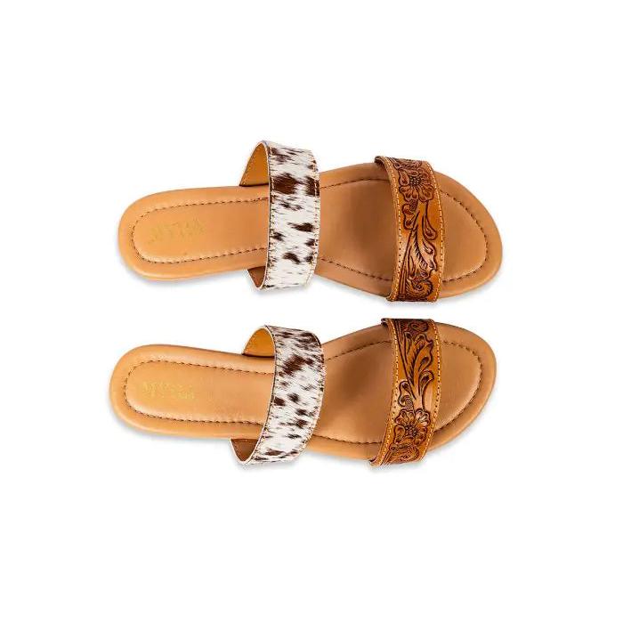 Myra Lena Trail Cowhide Tooled Leather Sandals