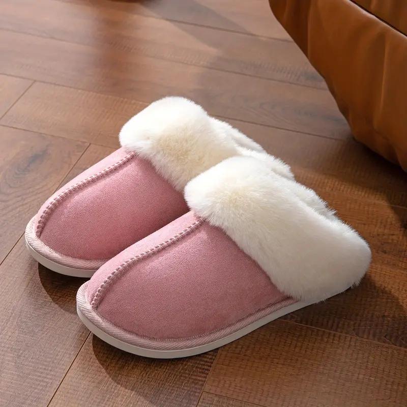 Women's Home Slippers, Casual And Comfortable, Fluffy, Round Toe, Flat Heel, Black And White Chessboard, Suitable For Indoor And Bedroom Wear, Autumn And Winter