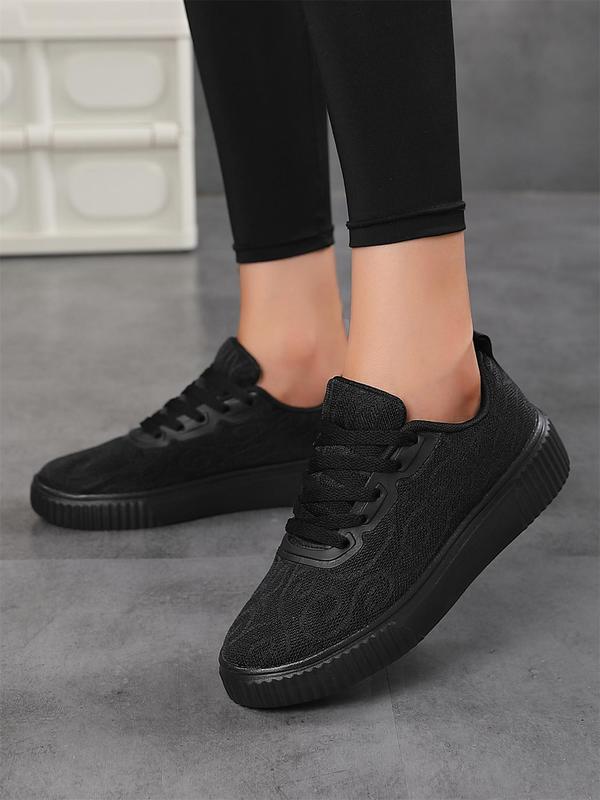 Women's Fashionable Solid Lace Up Low Top Skateboard Sneakers, Casual Comfortable Sports Shoes for Daily Wear, Female All-match Round Toe Shoes for Daily Wear