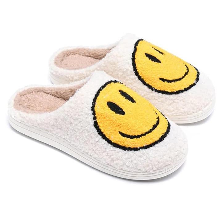 Anti-slip Slippers,Indoor Men's Winter Shoes,Soft Plush Cozy Home Slippers,Smiley Slippers