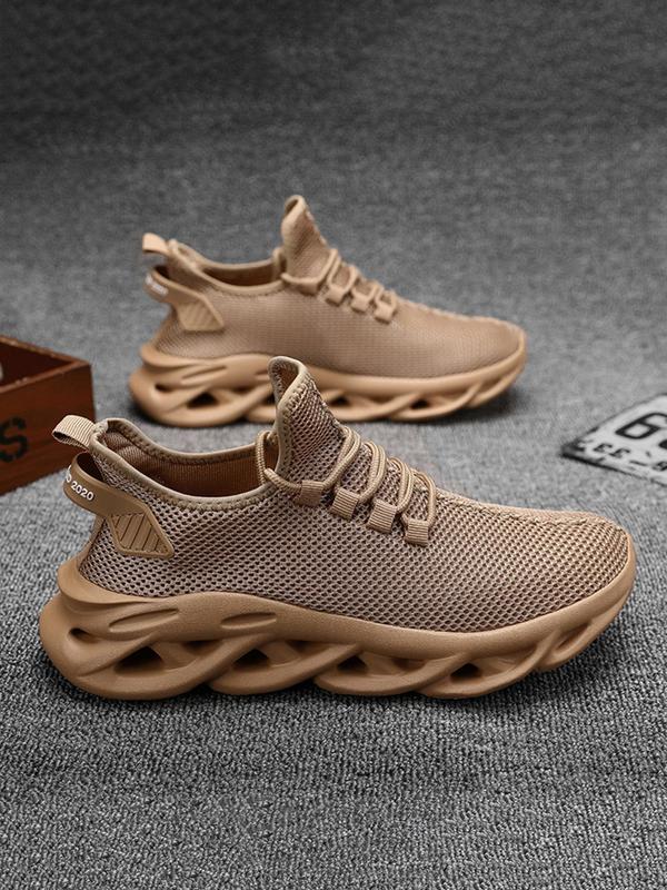 Men's Fashionable Blade Sole Design Lace Up Sneakers, Casual Breathable Comfortable Sports Running Shoes, Male All-match Round Toe Shoes for Daily Wear