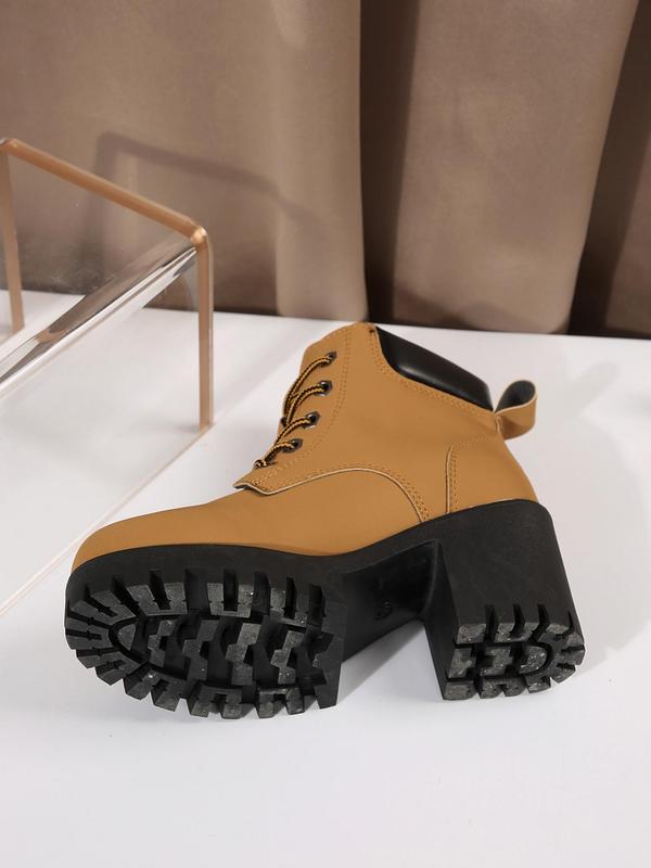 Women's Fashionable Lace Up Ankle Boots, Casual Comfortable Boots for Daily Wear, Perfect for Students and Outdoor Sports